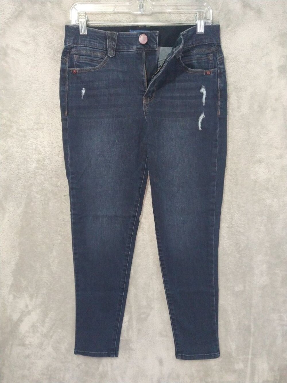 Democracy Ab Solution Jeans Womens 8 Dark Wash Ankle Skimmer Distressed